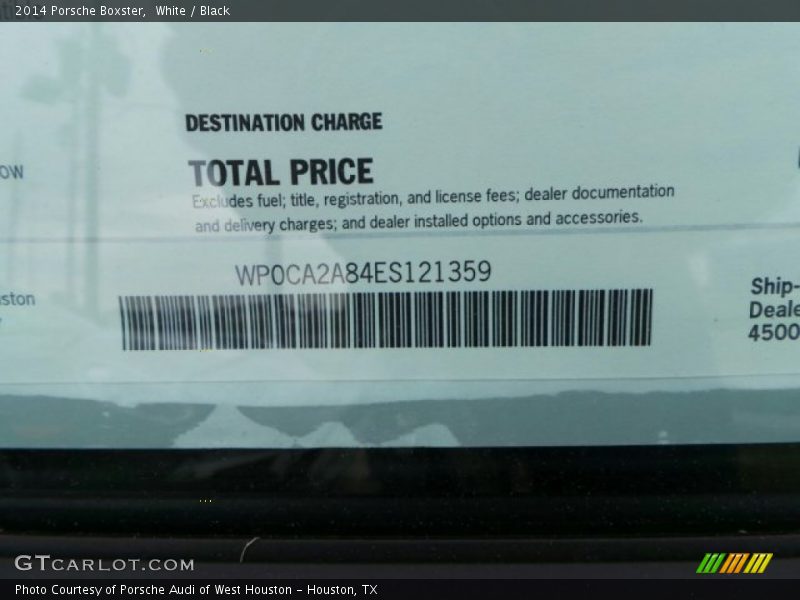 White / Black 2014 Porsche Boxster