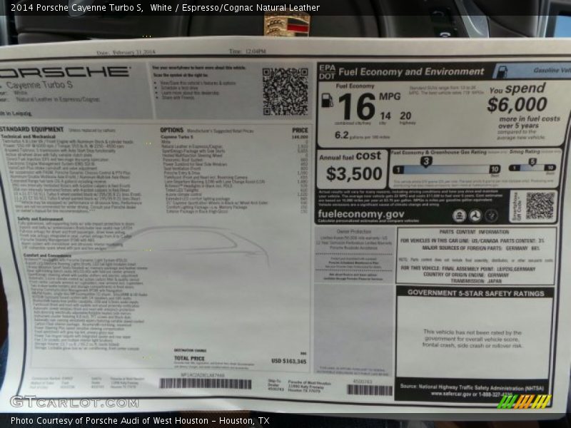  2014 Cayenne Turbo S Window Sticker