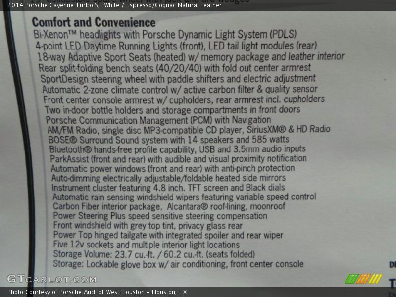  2014 Cayenne Turbo S Window Sticker