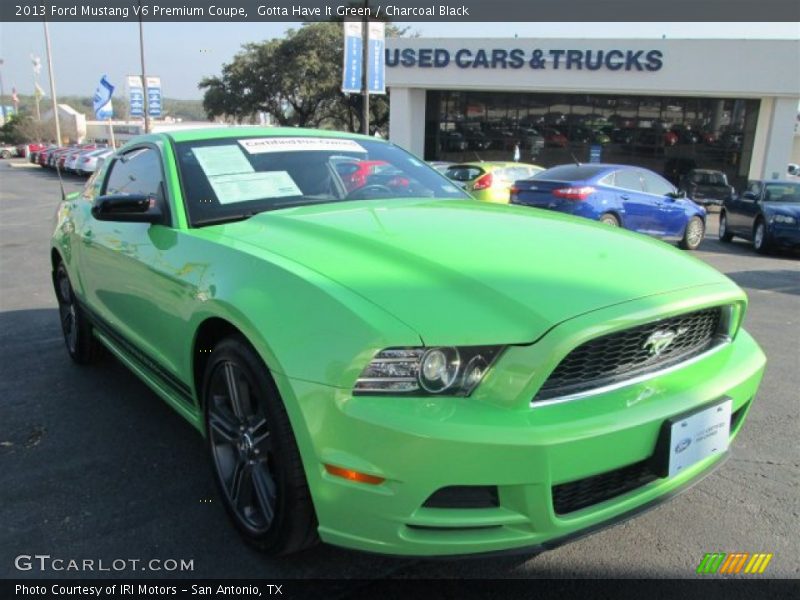 Gotta Have It Green / Charcoal Black 2013 Ford Mustang V6 Premium Coupe