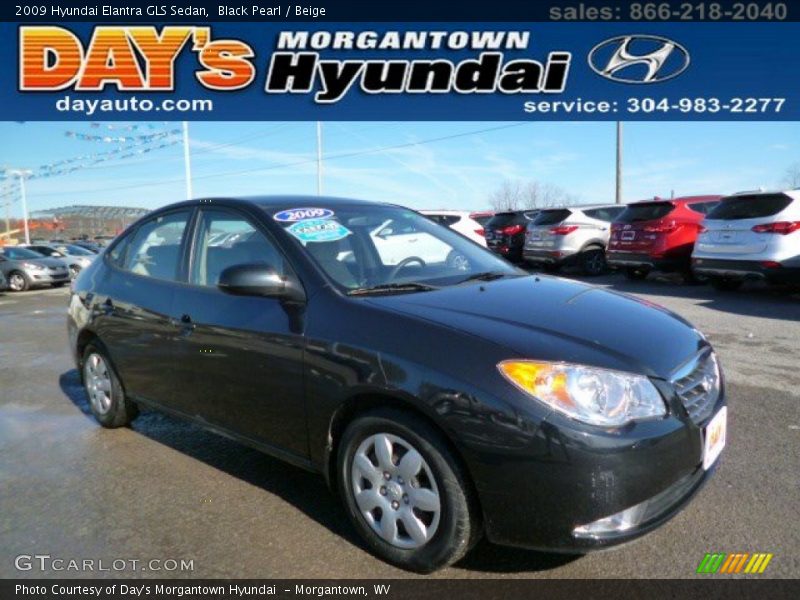 Black Pearl / Beige 2009 Hyundai Elantra GLS Sedan