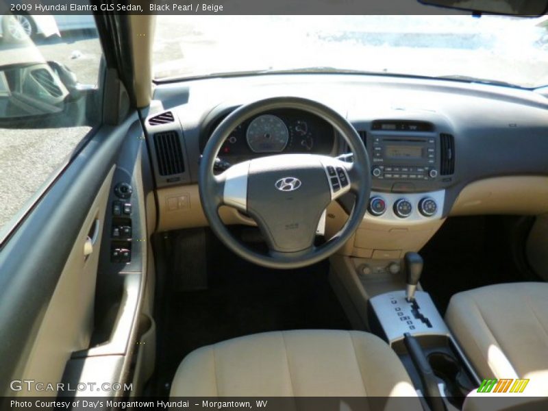 Black Pearl / Beige 2009 Hyundai Elantra GLS Sedan