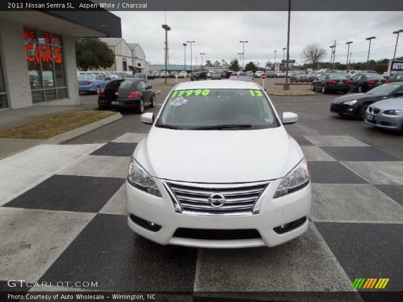 Aspen White / Charcoal 2013 Nissan Sentra SL