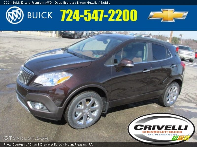 Deep Espresso Brown Metallic / Saddle 2014 Buick Encore Premium AWD