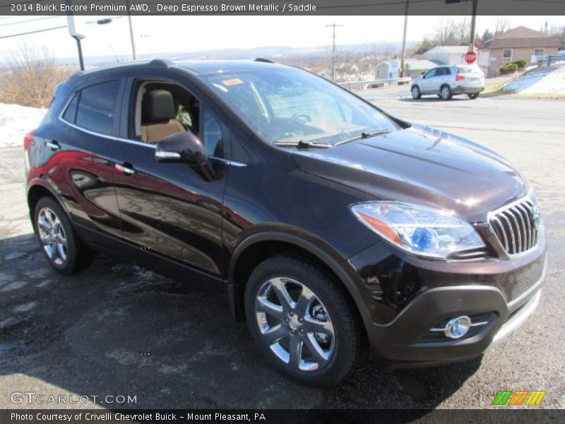 Deep Espresso Brown Metallic / Saddle 2014 Buick Encore Premium AWD