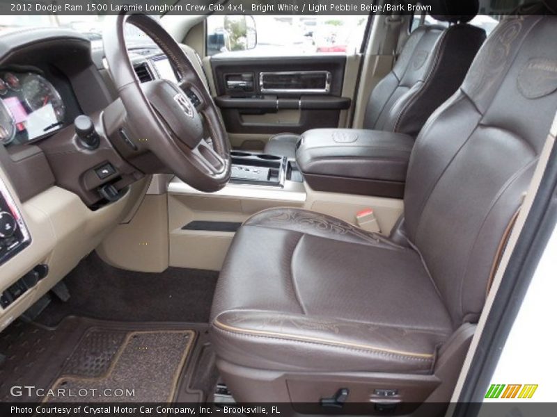 Bright White / Light Pebble Beige/Bark Brown 2012 Dodge Ram 1500 Laramie Longhorn Crew Cab 4x4