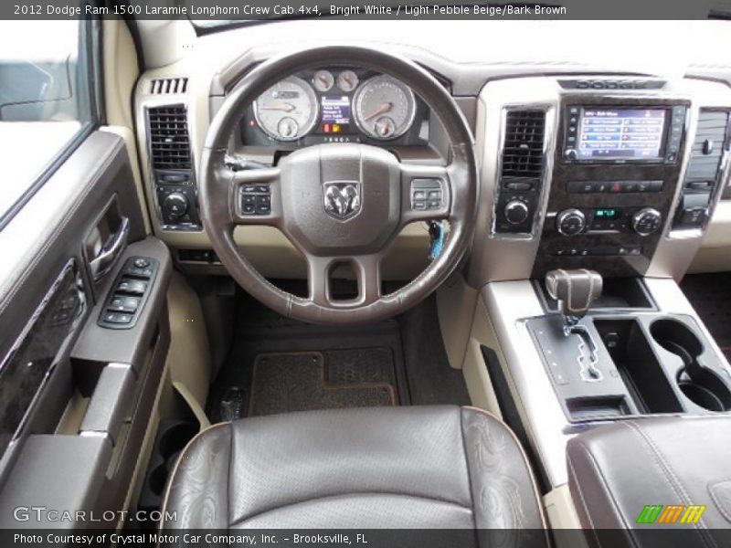 Bright White / Light Pebble Beige/Bark Brown 2012 Dodge Ram 1500 Laramie Longhorn Crew Cab 4x4