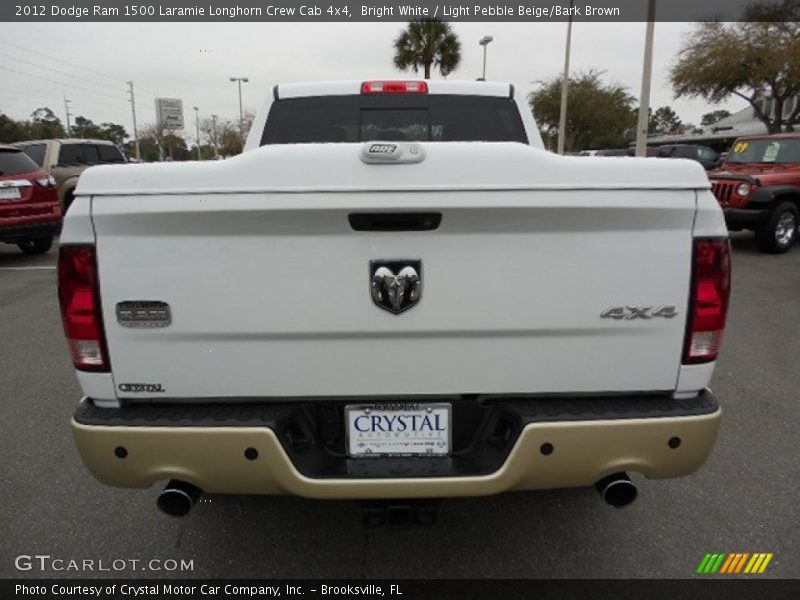 Bright White / Light Pebble Beige/Bark Brown 2012 Dodge Ram 1500 Laramie Longhorn Crew Cab 4x4