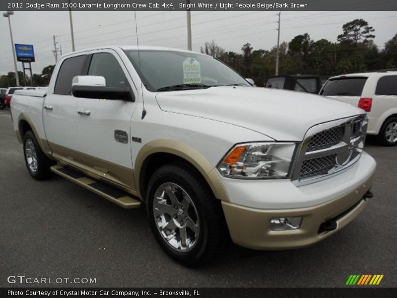 Bright White / Light Pebble Beige/Bark Brown 2012 Dodge Ram 1500 Laramie Longhorn Crew Cab 4x4