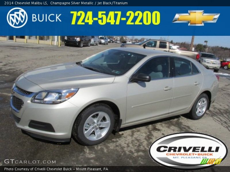 Champagne Silver Metallic / Jet Black/Titanium 2014 Chevrolet Malibu LS