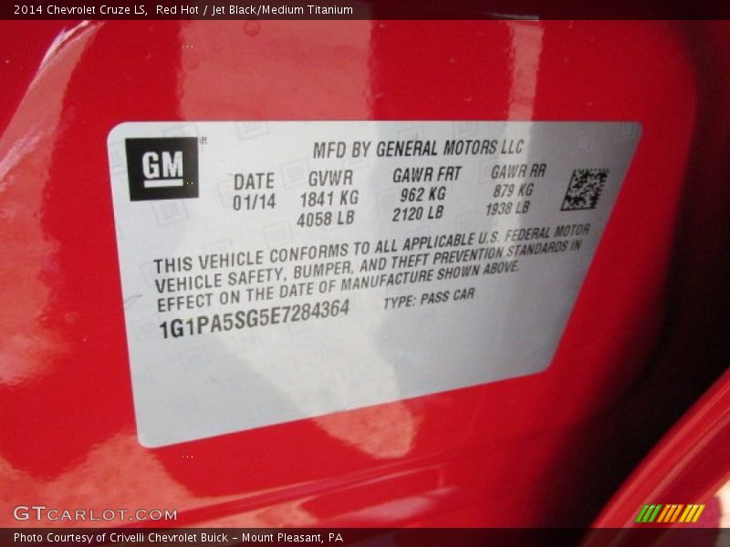 Red Hot / Jet Black/Medium Titanium 2014 Chevrolet Cruze LS