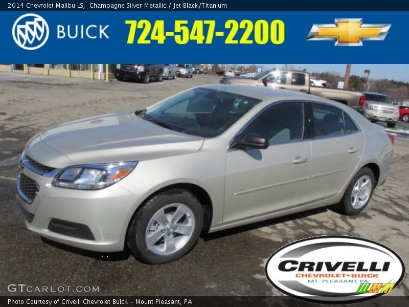Champagne Silver Metallic / Jet Black/Titanium 2014 Chevrolet Malibu LS