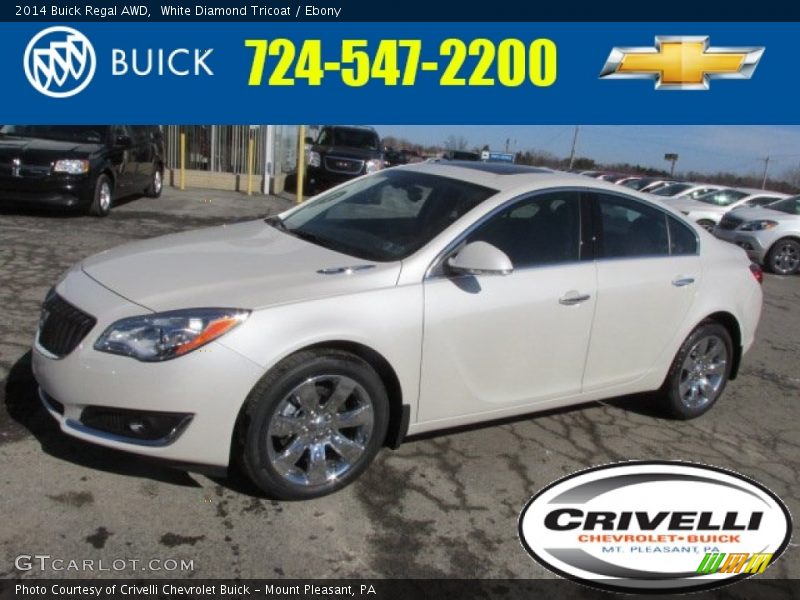 White Diamond Tricoat / Ebony 2014 Buick Regal AWD