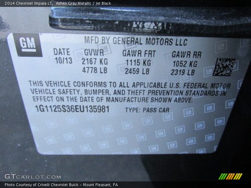 Ashen Gray Metallic / Jet Black 2014 Chevrolet Impala LT