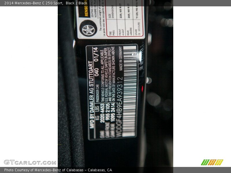 Black / Black 2014 Mercedes-Benz C 250 Sport