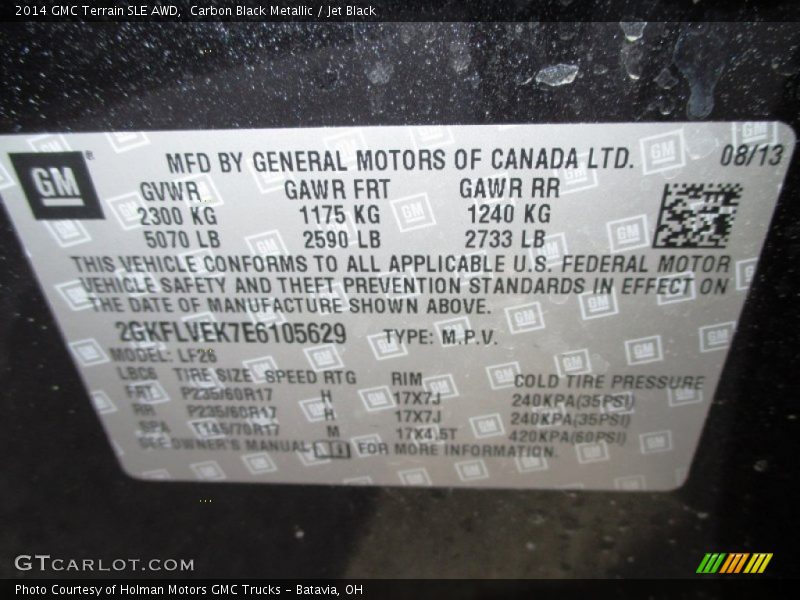 Carbon Black Metallic / Jet Black 2014 GMC Terrain SLE AWD