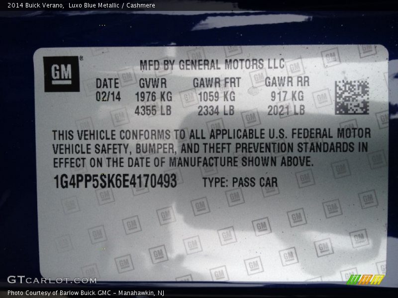 Luxo Blue Metallic / Cashmere 2014 Buick Verano