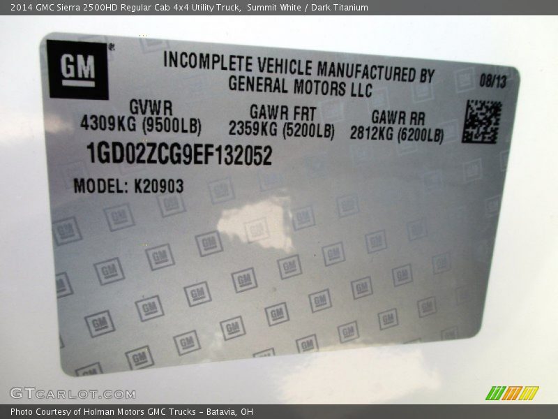 Summit White / Dark Titanium 2014 GMC Sierra 2500HD Regular Cab 4x4 Utility Truck