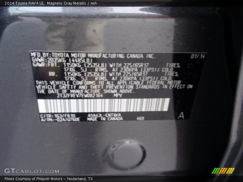 2014 RAV4 LE Magnetic Gray Metallic Color Code 1G3
