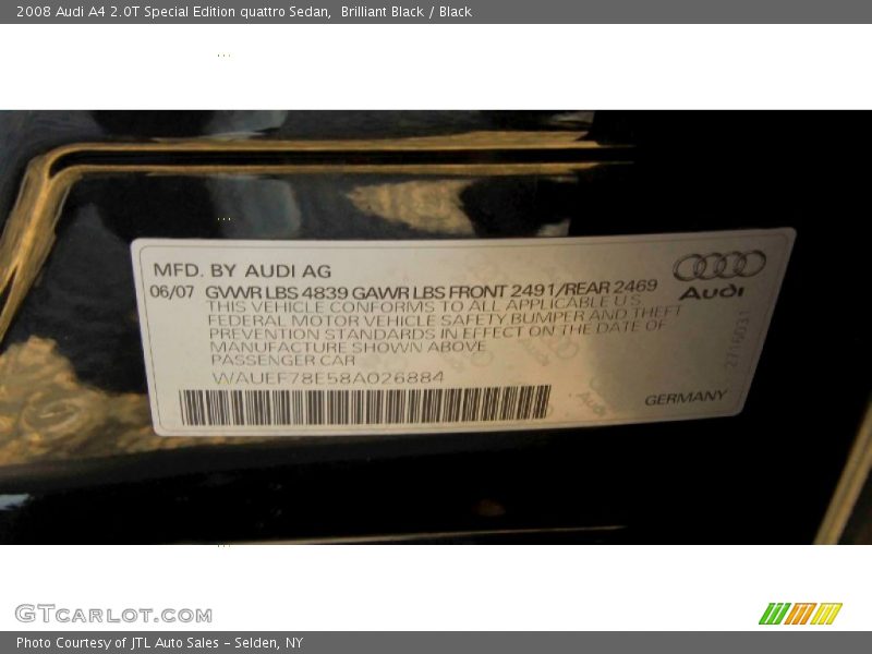 Brilliant Black / Black 2008 Audi A4 2.0T Special Edition quattro Sedan