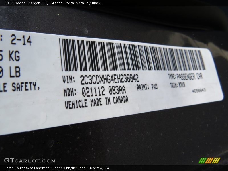 Granite Crystal Metallic / Black 2014 Dodge Charger SXT