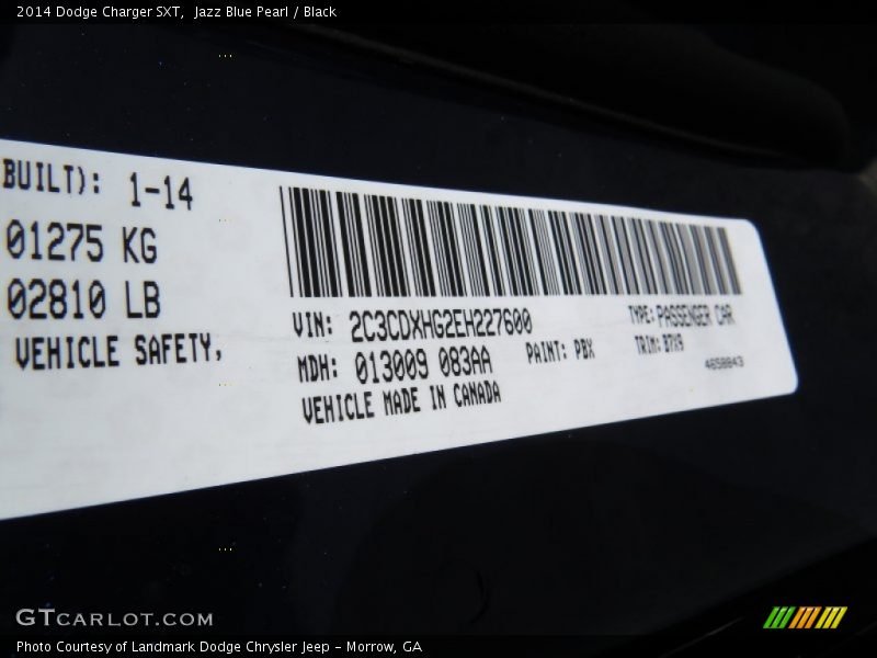 Jazz Blue Pearl / Black 2014 Dodge Charger SXT