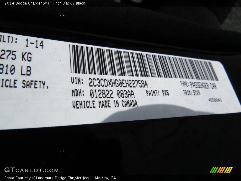 Pitch Black / Black 2014 Dodge Charger SXT