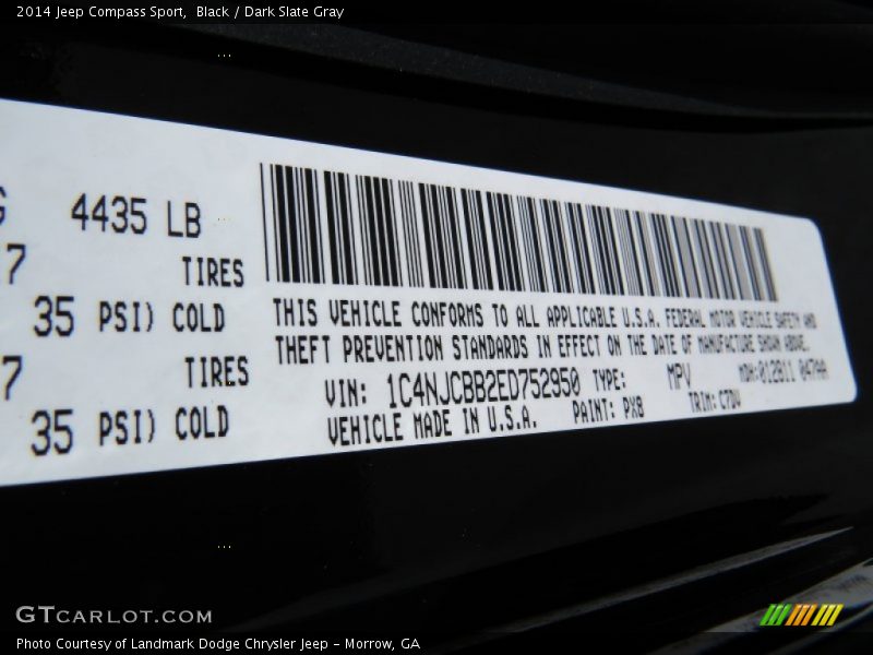 Black / Dark Slate Gray 2014 Jeep Compass Sport