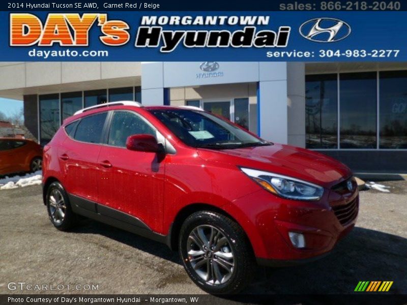 Garnet Red / Beige 2014 Hyundai Tucson SE AWD