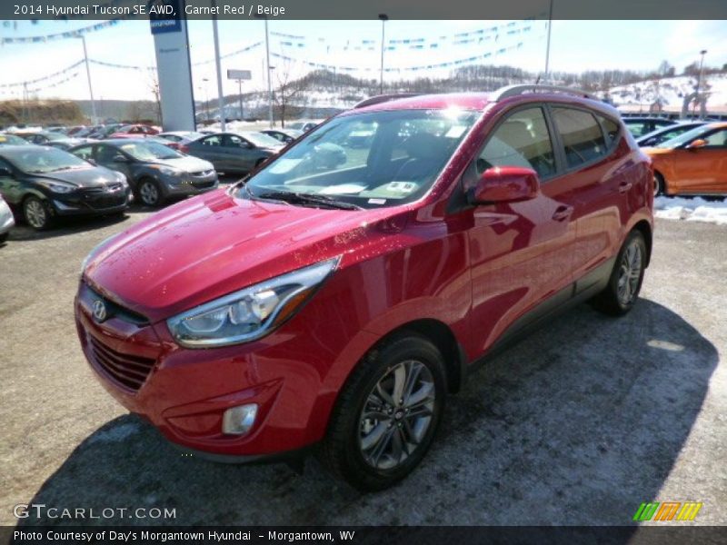 Garnet Red / Beige 2014 Hyundai Tucson SE AWD