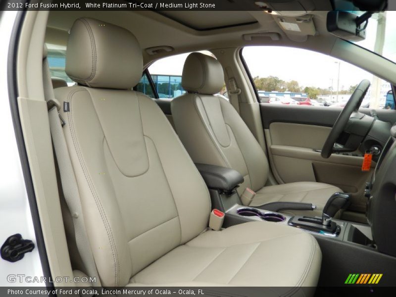 White Platinum Tri-Coat / Medium Light Stone 2012 Ford Fusion Hybrid