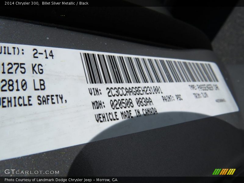 Billet Silver Metallic / Black 2014 Chrysler 300