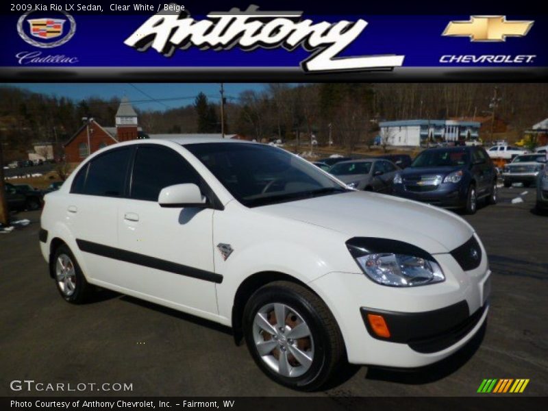 Clear White / Beige 2009 Kia Rio LX Sedan