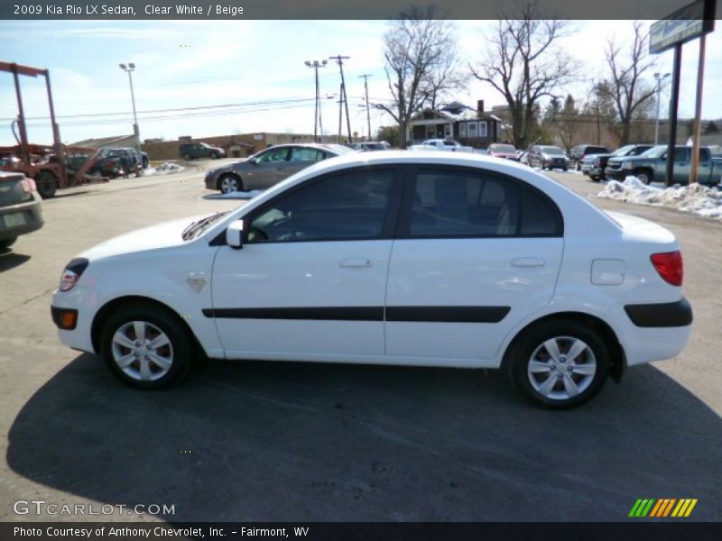 Clear White / Beige 2009 Kia Rio LX Sedan