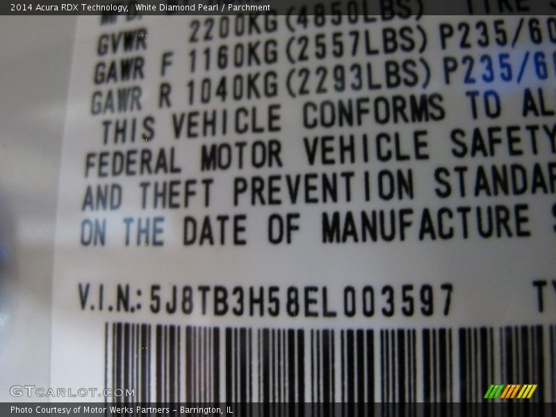 White Diamond Pearl / Parchment 2014 Acura RDX Technology