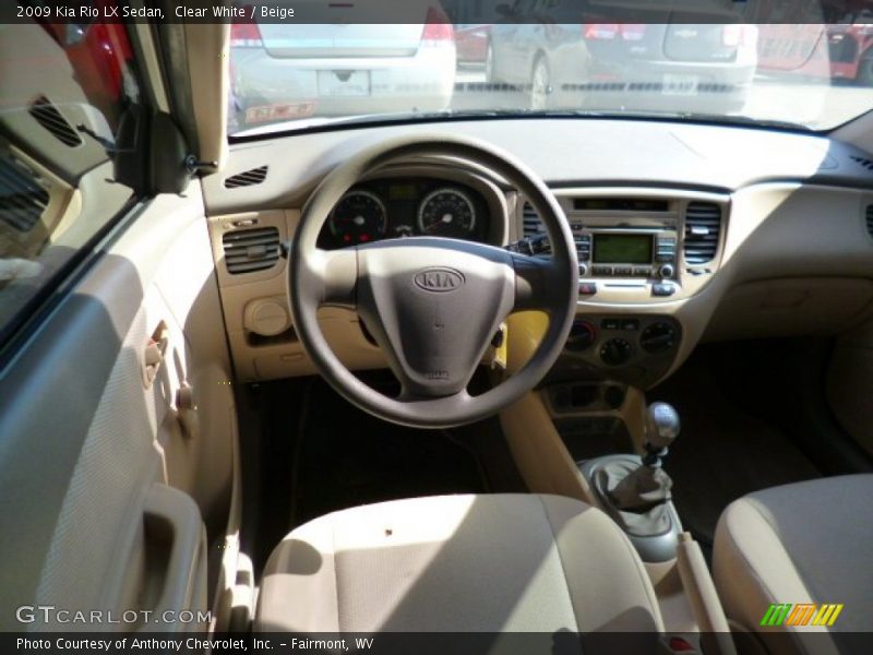 Clear White / Beige 2009 Kia Rio LX Sedan