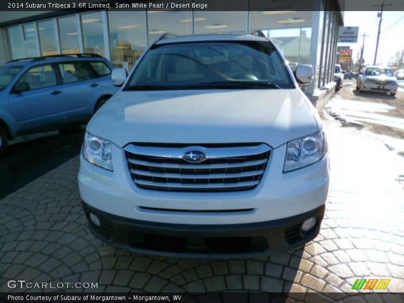 Satin White Pearl / Desert Beige 2014 Subaru Tribeca 3.6R Limited