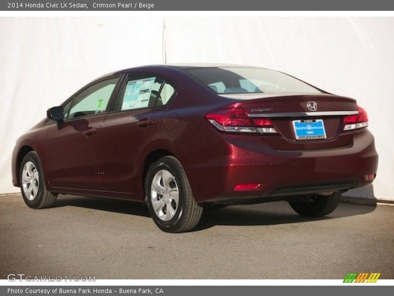 Crimson Pearl / Beige 2014 Honda Civic LX Sedan