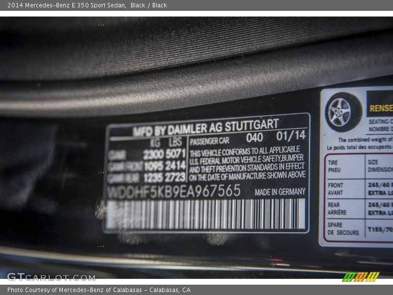 Black / Black 2014 Mercedes-Benz E 350 Sport Sedan