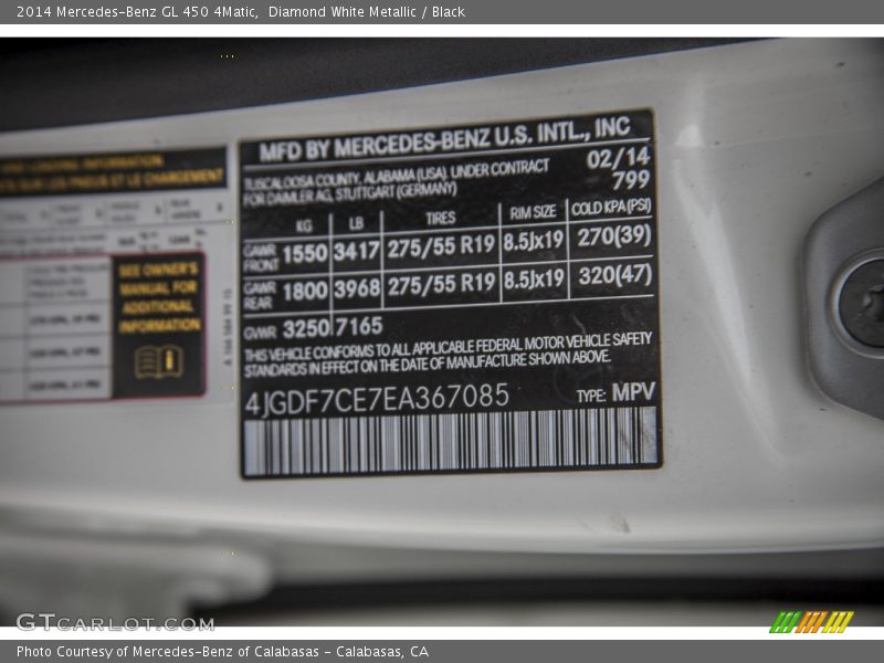 Diamond White Metallic / Black 2014 Mercedes-Benz GL 450 4Matic