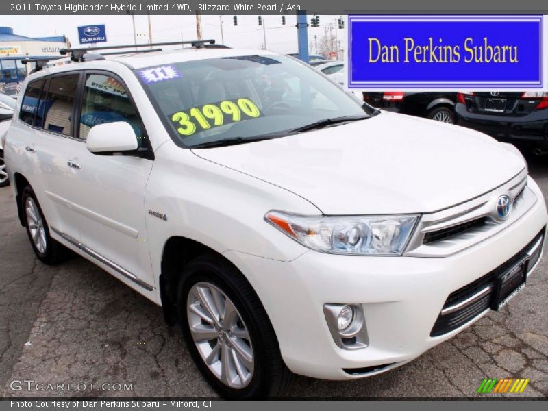 Blizzard White Pearl / Ash 2011 Toyota Highlander Hybrid Limited 4WD