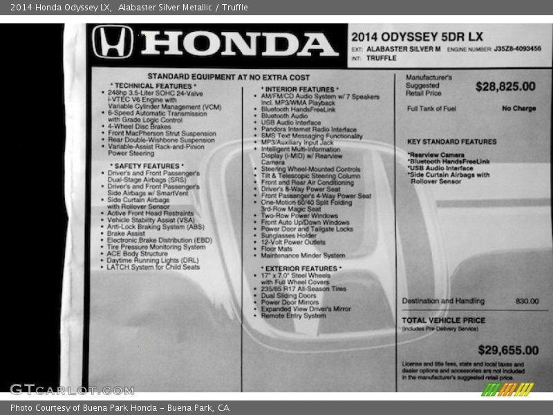 Alabaster Silver Metallic / Truffle 2014 Honda Odyssey LX