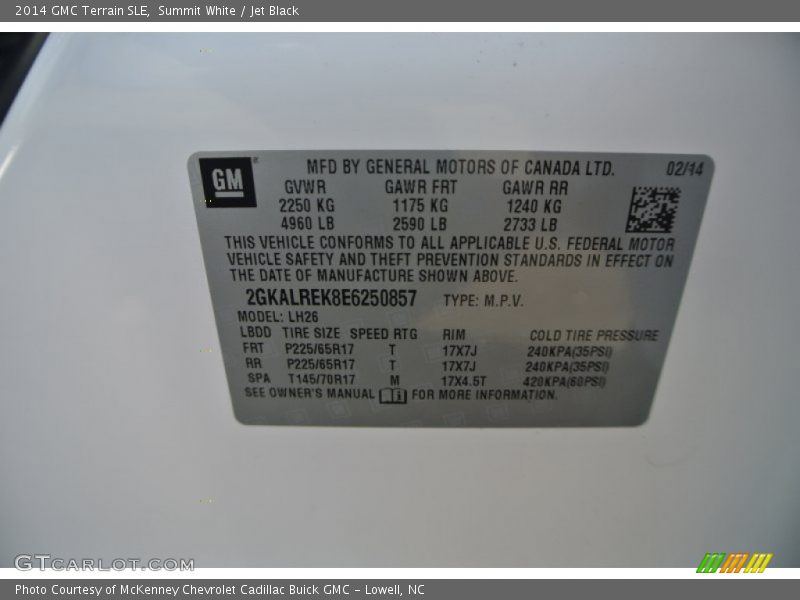 Summit White / Jet Black 2014 GMC Terrain SLE