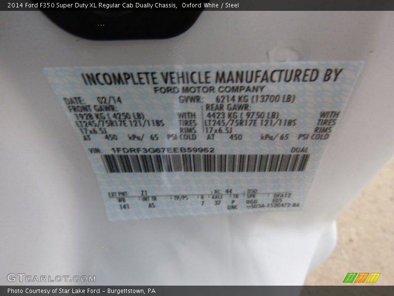 Oxford White / Steel 2014 Ford F350 Super Duty XL Regular Cab Dually Chassis