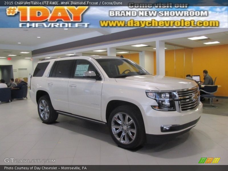 White Diamond Tricoat / Cocoa/Dune 2015 Chevrolet Tahoe LTZ 4WD