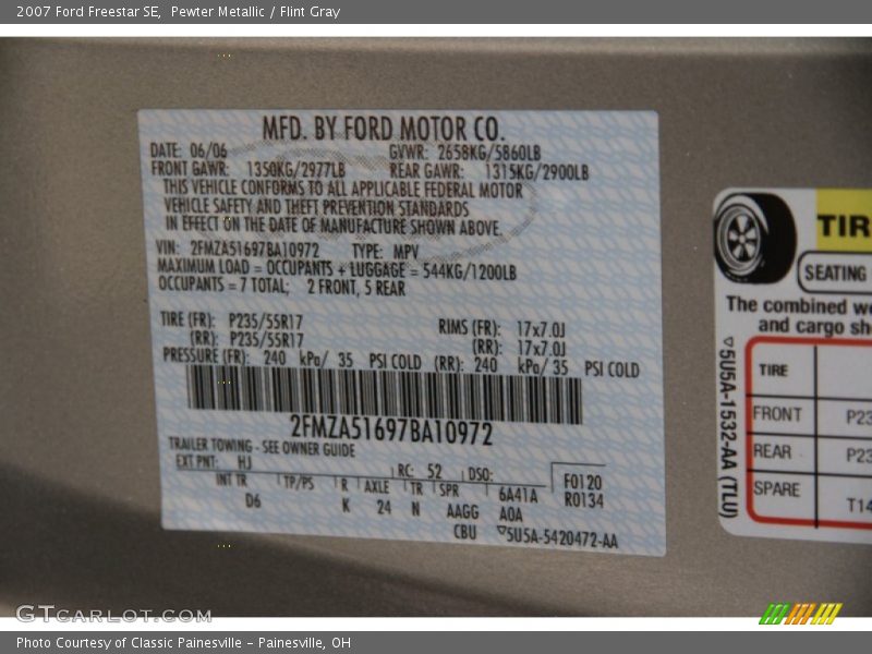 Pewter Metallic / Flint Gray 2007 Ford Freestar SE