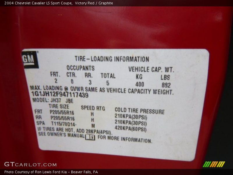 Victory Red / Graphite 2004 Chevrolet Cavalier LS Sport Coupe