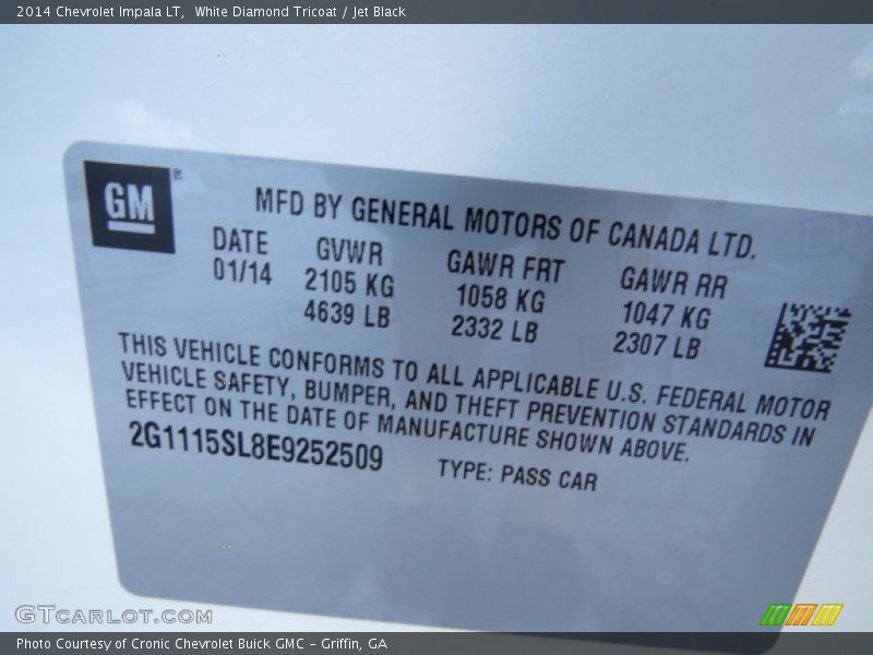 White Diamond Tricoat / Jet Black 2014 Chevrolet Impala LT