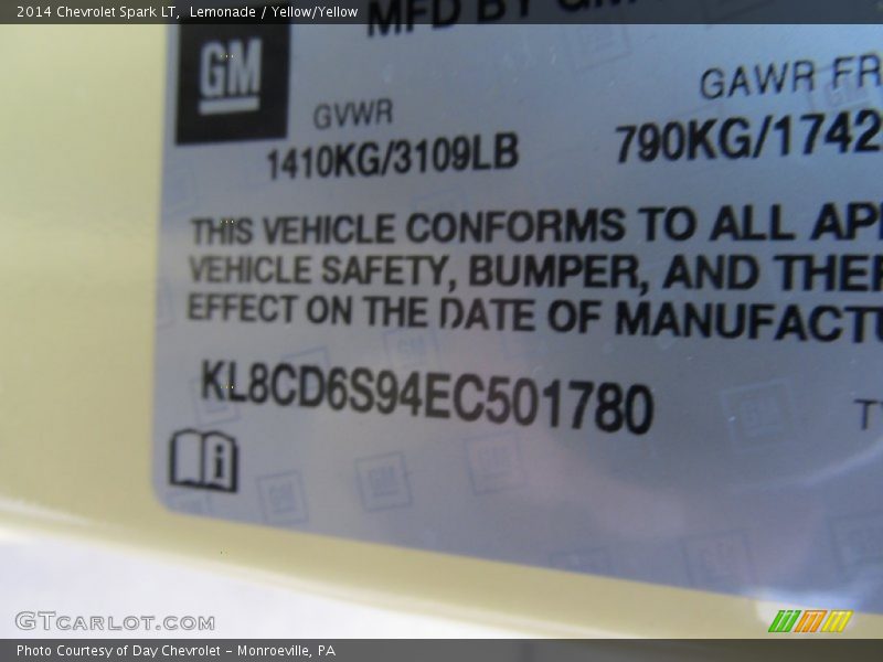 Lemonade / Yellow/Yellow 2014 Chevrolet Spark LT