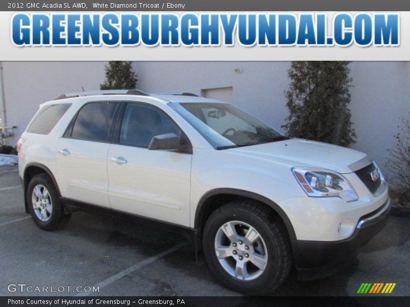 White Diamond Tricoat / Ebony 2012 GMC Acadia SL AWD